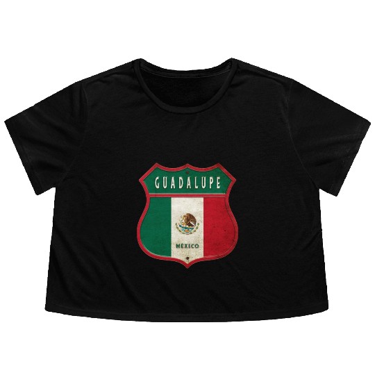 Guadalupe Mexico crest design Flowy Cropped Tees