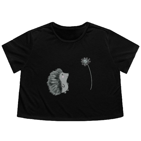 Hedgehog and dandelion Flowy Cropped Tees
