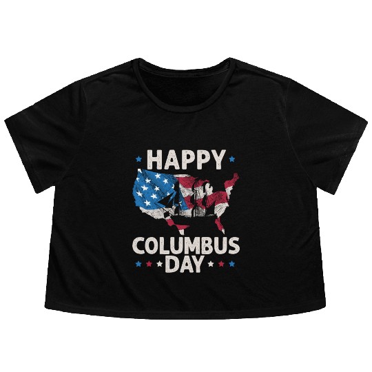 Happy Columbus Day Christopher Columbus Navigator Flowy Cropped Tees