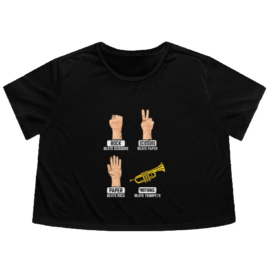 Rock Paper Scissors Nothing Beats Trumpets Trumpet Flowy Cropped Tees