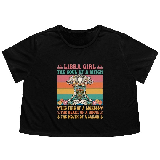 Libra Girl Astrology Sign Flowy Cropped Tees