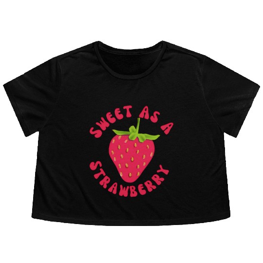 Sweet As A Strawberry Flowy Cropped Tees