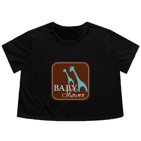 Giraffe Baby Shower Flowy Cropped Tees