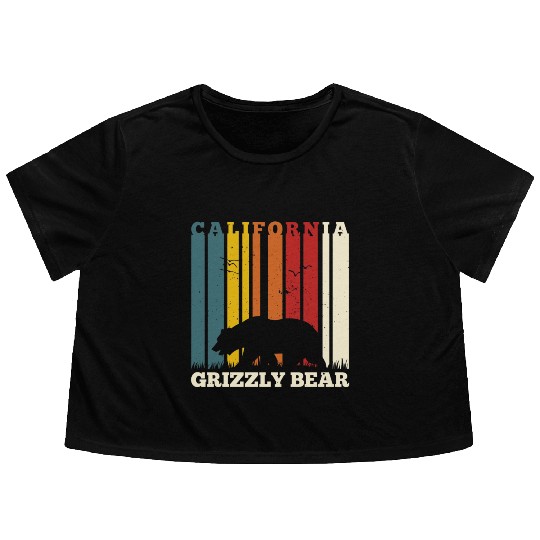 California Bear Retro Flowy Cropped Tees