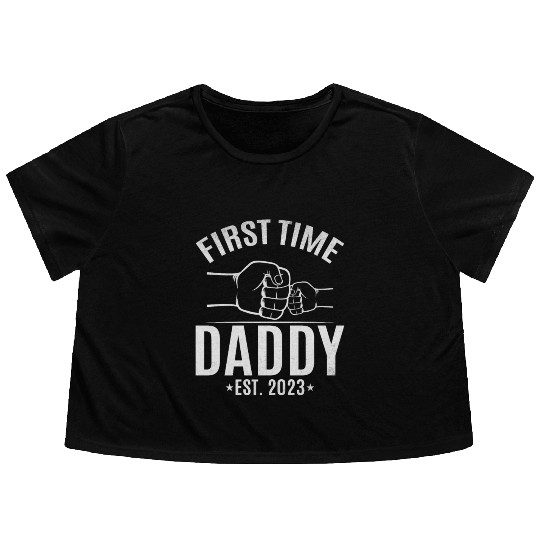 First Time Daddy Est. 2023 Daddy To Be Paternity Flowy Cropped Tees