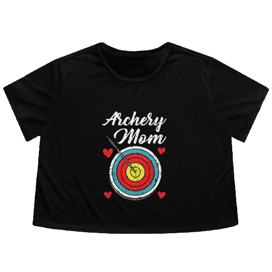 Archery Mom Bow Arrow Bowman Mother Target Archer Flowy Cropped Tees