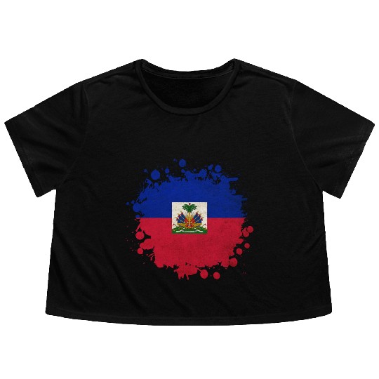 Haiti flags blob Flowy Cropped Tees