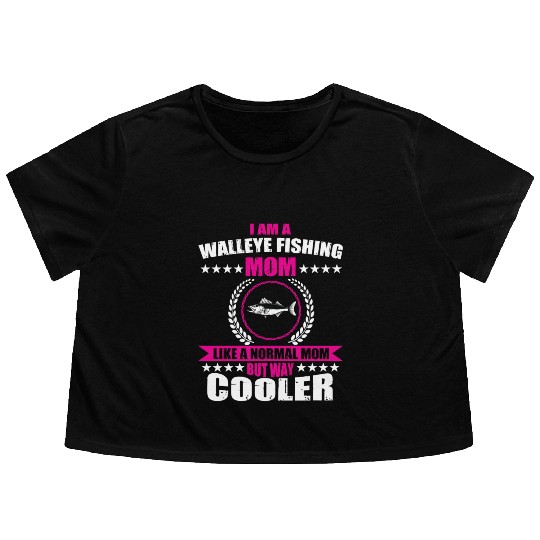 Walleye Fishing Mom For Women Flowy Cropped Tees