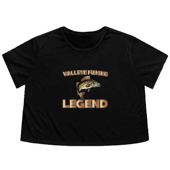 Great Walleye Fishing Legend Flowy Cropped Tees