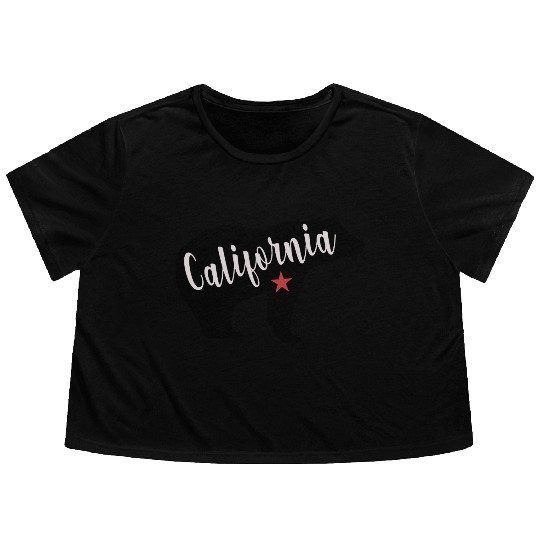 California Bear Flag Flowy Cropped Tees