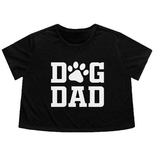 Dog Dad (white text) Flowy Cropped Tees