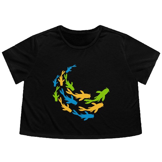 colorful shoal koi fish Flowy Cropped Tees