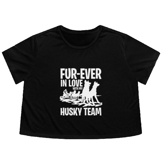 Mushing Fur-Ever In Love With My Husky Team Flowy Cropped Tees