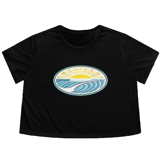 Surf Sunrise Oval Flowy Cropped Tees