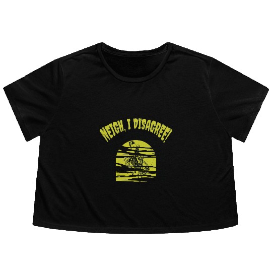 Halloween Cowboy Skeleton Fun Horse Riding Flowy Cropped Tees