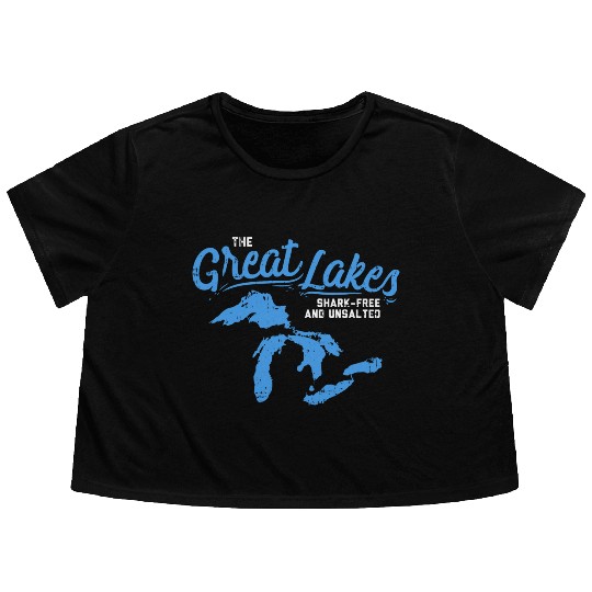 Great Lakes Shark Free & Unsalted Summer Vacation Flowy Cropped Tees