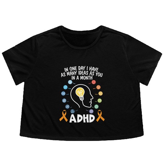 ADHD Warrior Embrace Neurodiversity ADHD Awareness Flowy Cropped Tees