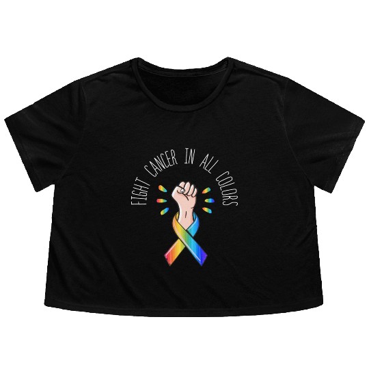 Cancer Sucks In Every Color Fighter Fight Support Flowy Cropped Tees