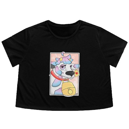 Cotton candy cow Flowy Cropped Tees