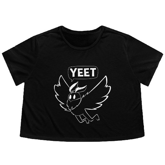 Mothman Yeet Cryptid Lover Funny Mothman Flowy Cropped Tees