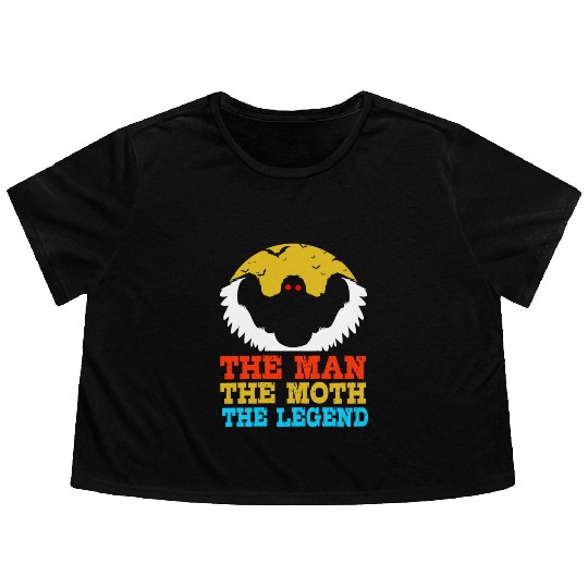 Retro Mothman Cryptid The Man The Moth The Legend Flowy Cropped Tees