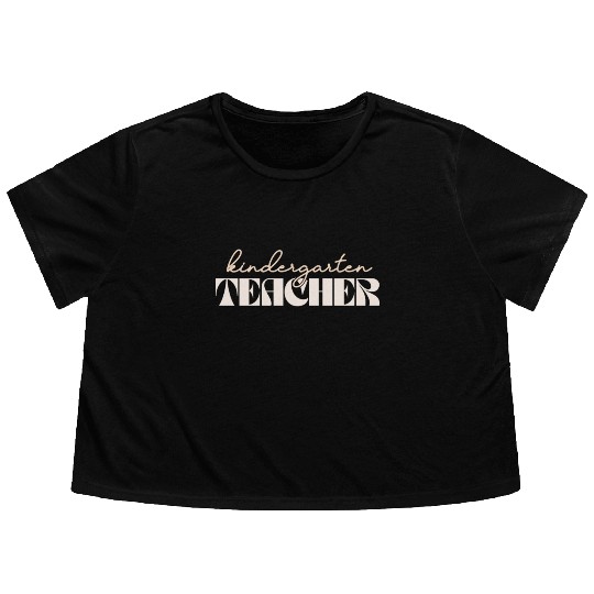Retro Kindergarten Teacher Vintage Kinder Crew Flowy Cropped Tees
