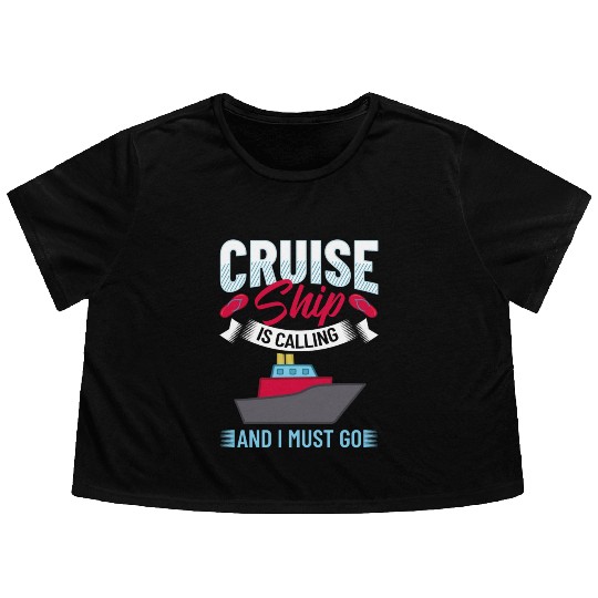 Cruise Ship Vacation Trip Party Sailing Boating Flowy Cropped Tees
