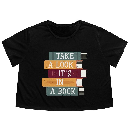Take A Look It's A Book Retro Rainbow Reading Flowy Cropped Tees