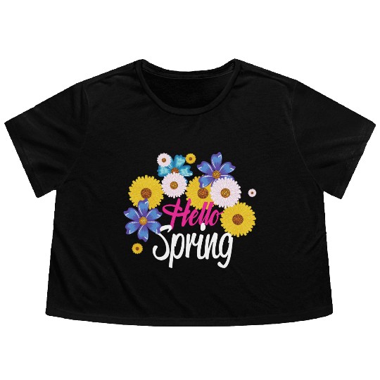hello /spring Flowy Cropped Tees