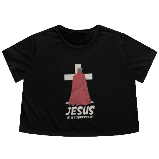 Jesus Is My Superhero Flowy Cropped Tees