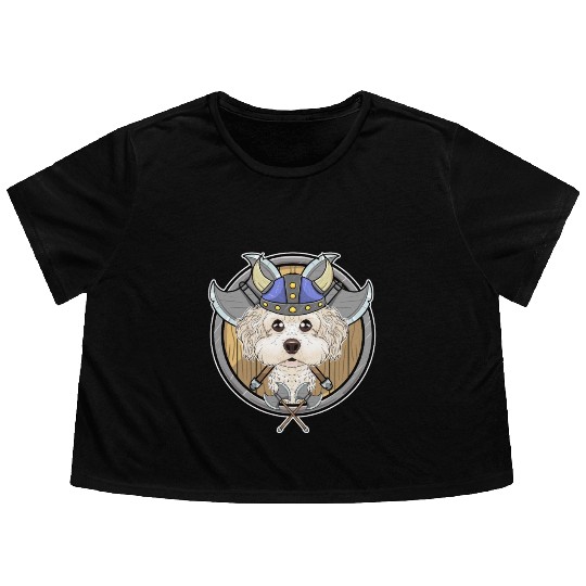 Bichon Frise I Valhalla I Viking Flowy Cropped Tees
