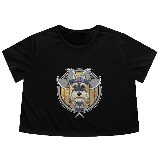 Miniature Schnauzer I Valhalla I Viking Flowy Cropped Tees