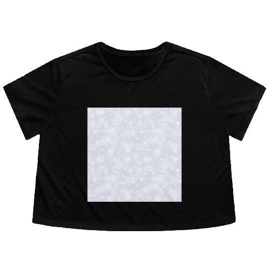 Lilac Snowflakes Pattern Flowy Cropped Tees