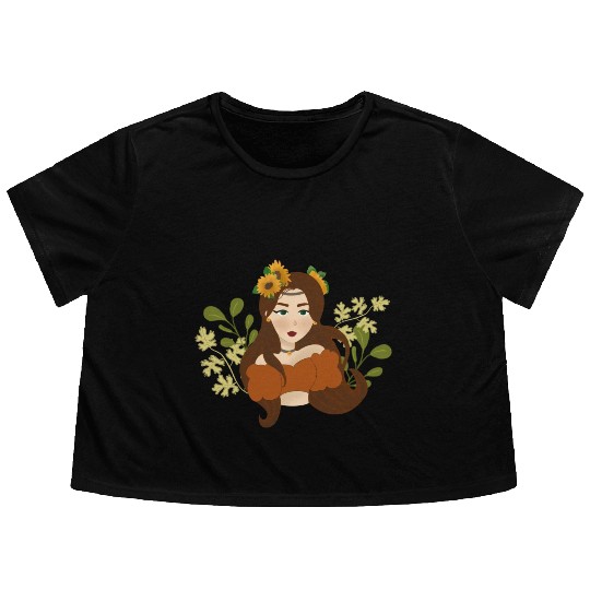 Sun flower girl Flowy Cropped Tees