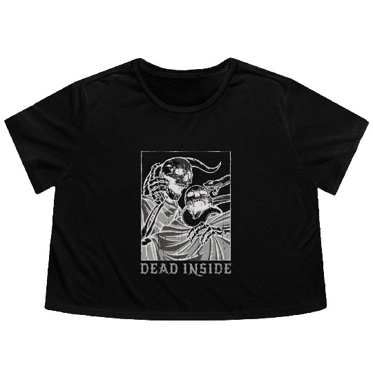 Skeleton Bones Tarot Card Occult Dead Gothic Flowy Cropped Tees