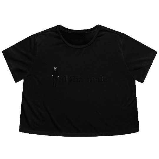 alpha male logo black Flowy Cropped Tees