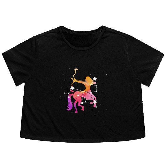 Sagittarius Zodiac Flowy Cropped Tees