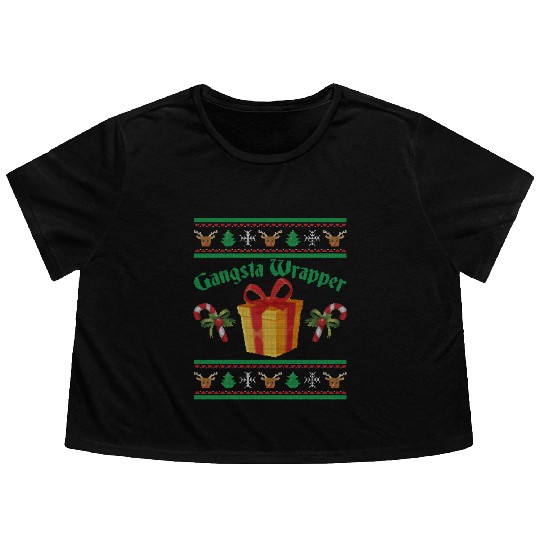 Gangsta Wrapper Christmas Candy Canes Flowy Cropped Tees