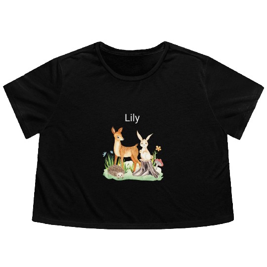 Animal deer rabbit hedgehog Lily Flowy Cropped Tees
