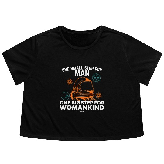 Science Astronaut Moon Sun Flowy Cropped Tees