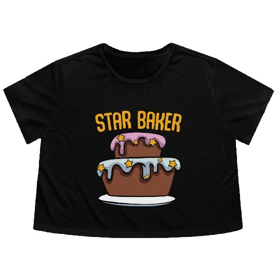 Star Baker Funny Cake Lover Baker Pastry Cooking Flowy Cropped Tees