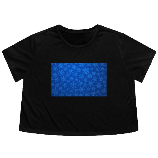Blue Snowflakes Christmas Pattern Flowy Cropped Tees