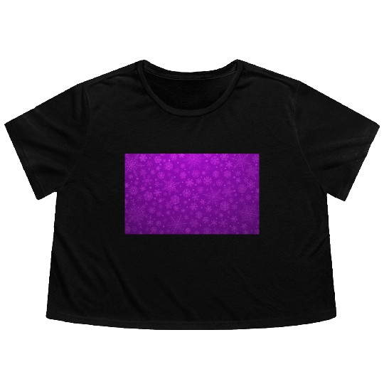 Purple Snowflakes Aesthetic Pattern Flowy Cropped Tees