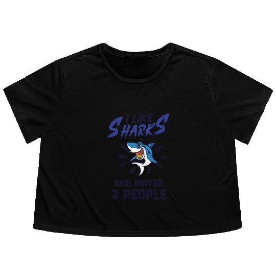 Shark Ocean Predator Sea Creature Flowy Cropped Tees