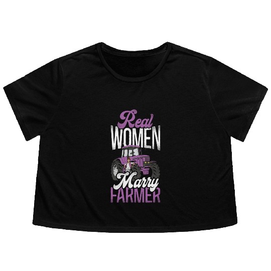 Farming Farmer Husband Wife Flowy Cropped Tees