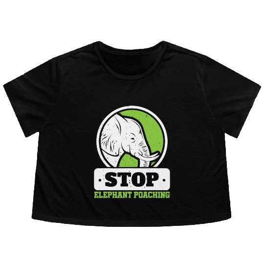 Save The Elephants Stop Elephant Poaching Endanger Flowy Cropped Tees