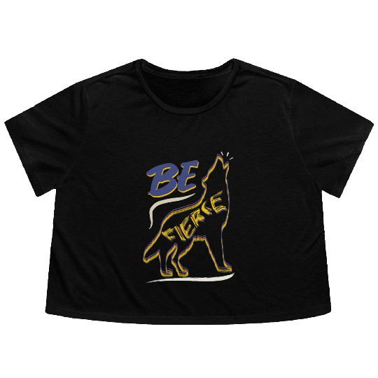 Be Fierce Wolf Design Flowy Cropped Tees