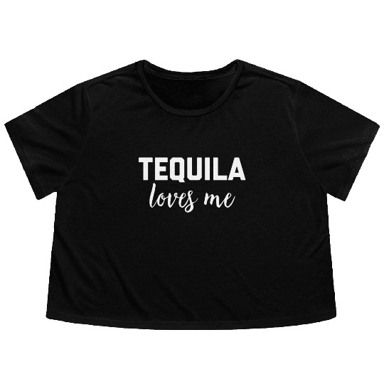 Tequila Loves Me Flowy Cropped Tees