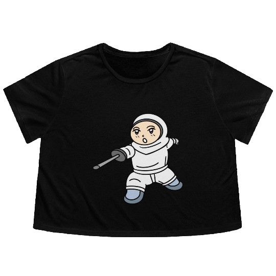 Cartoon kid fencing Flowy Cropped Tees