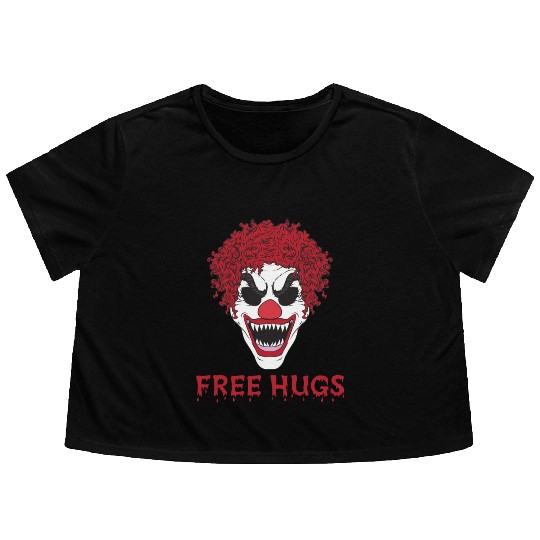 Free Hugs from terrifying Clown Flowy Cropped Tees